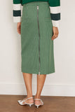 Tibi Leon Check Midi Trouser Zip Skirt in Green Multi