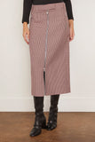 Tibi Leon Check Midi Trouser Zip Skirt in Pink Multi