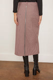 Tibi Leon Check Midi Trouser Zip Skirt in Pink Multi
