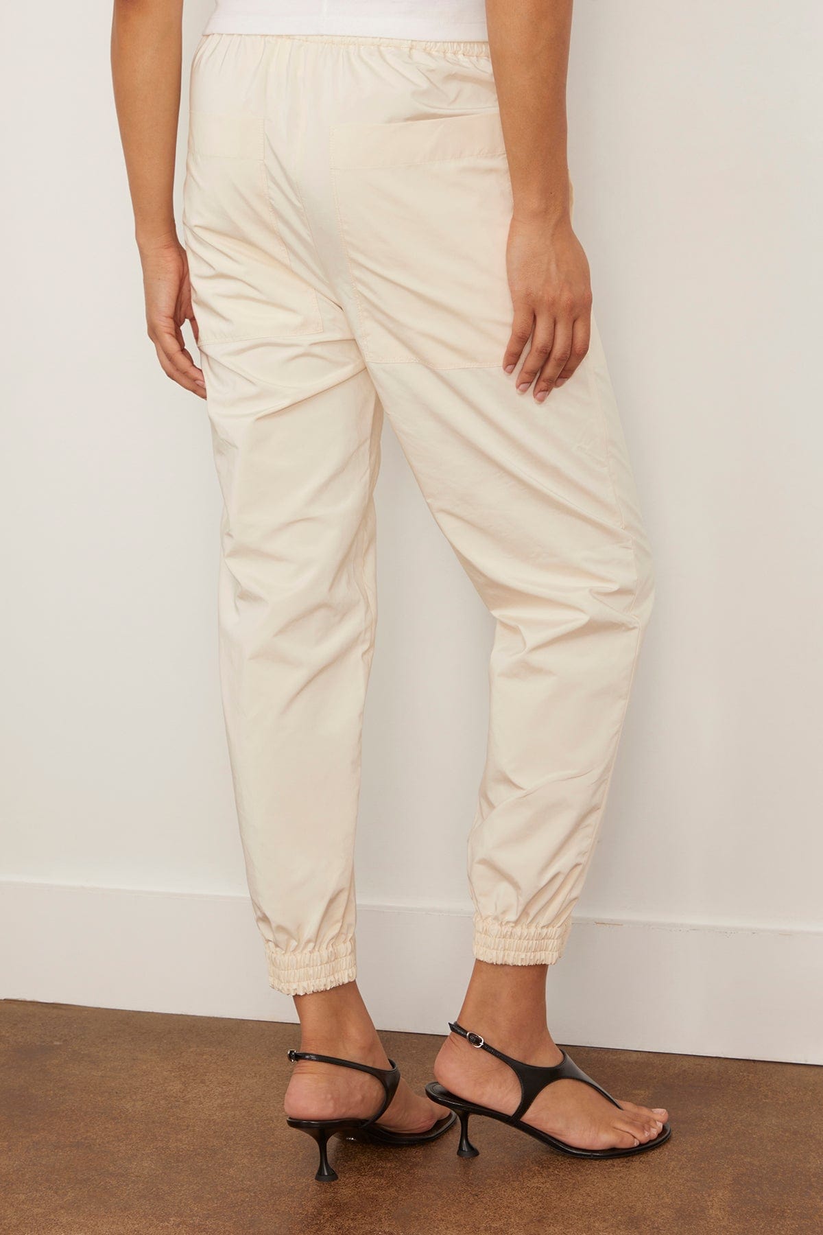 Tibi Nylon Zipper Jogger in Ivory