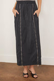 Tibi Skirts Nylon Zipper Maxi Skirt in Black Tibi Nylon Zipper Maxi Skirt in Black