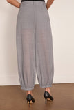 Tibi Sheer Wool Gauze Pleated Long Balloon Pant in Heather Grey