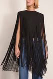 Tibi Silk Fringe Cape in Black