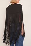 Tibi Silk Fringe Cape in Black