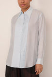 Tibi Silk Voile Easy Pintucked Shirt in Ice Blue