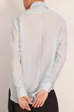 Tibi Silk Voile Easy Pintucked Shirt in Ice Blue