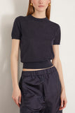 Tibi Tops Skinlike Mercerized Wool Shrunken Tee in Navy Tibi Skinlike Mercerized Wool Shrunken Tee in Navy