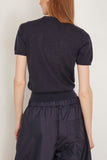 Tibi Tops Skinlike Mercerized Wool Shrunken Tee in Navy Tibi Skinlike Mercerized Wool Shrunken Tee in Navy