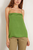 Tibi Summer Acetate Crinkle Cami in Chartreuse