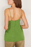 Tibi Summer Acetate Crinkle Cami in Chartreuse