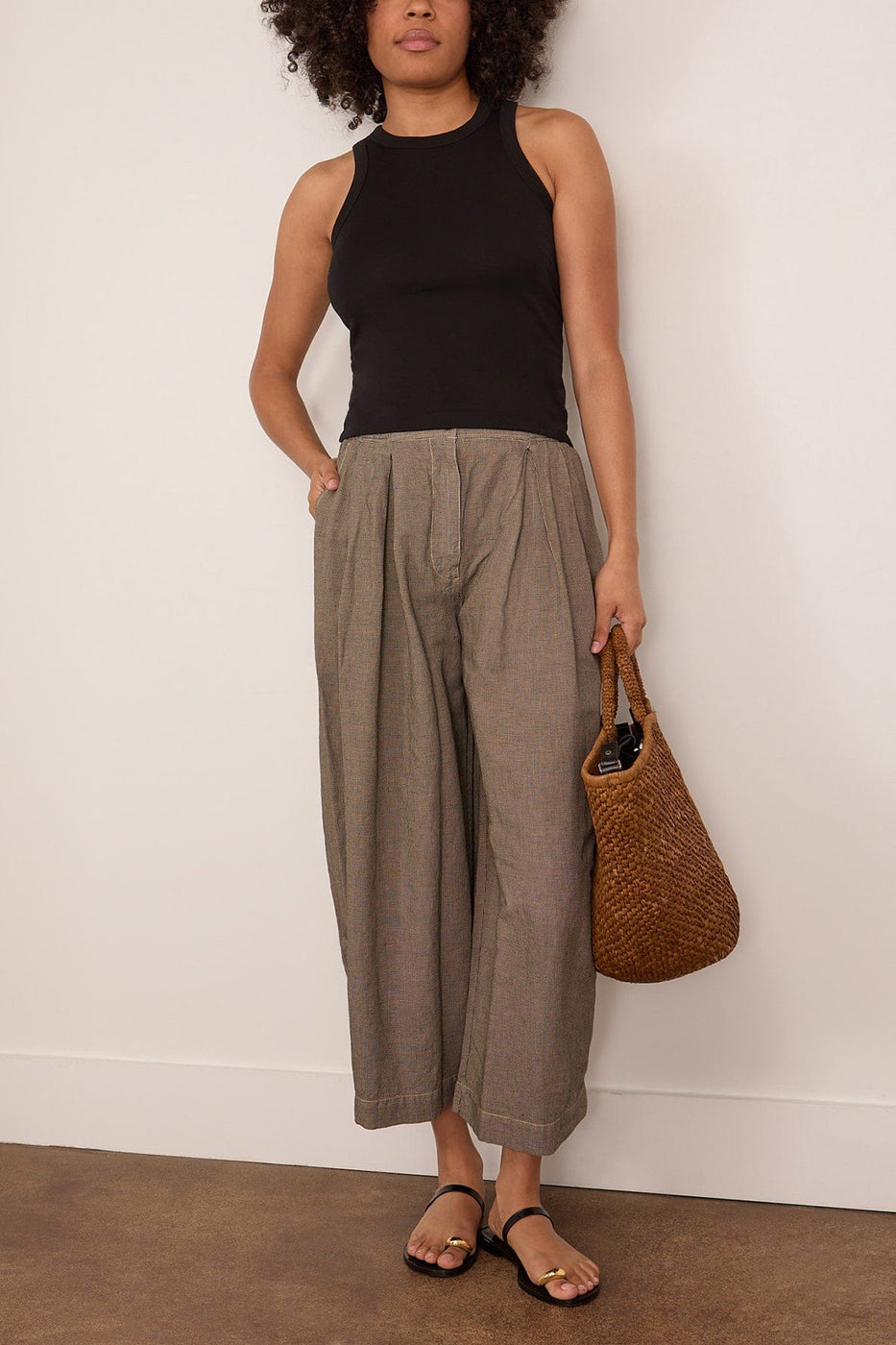 Toast Carys Micro Houndstooth Wide Leg Trousers in Vintage White/Black
