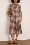 Toast Check Linen Cotton Shirt Dress in Dark Chocolate