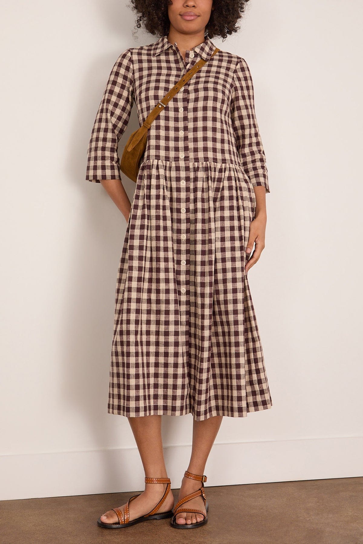 linen blend shirt dress Toast Check Linen Cotton Shirt Dress in Dark Chocolate – Hampden Clothing