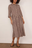 Toast Check Linen Cotton Shirt Dress in Dark Chocolate