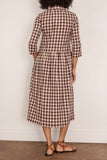Toast Check Linen Cotton Shirt Dress in Dark Chocolate