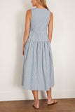 Toast Casual Dresses Pleated Candy Stripe Cotton Dress in Ocean Blue/Ecru Pleated Candy Stripe Cotton Dress in Ocean Blue/Ecru
