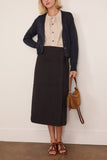 Toast Wool Linen Patch Pocket Cardigan in Dark Navy