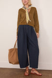 Toast Wool Linen Patch Pocket Cardigan in Old Gold