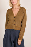 Toast Wool Linen Patch Pocket Cardigan in Old Gold