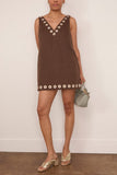 Alemais Tobe Denim Mini Dress in Chocolate