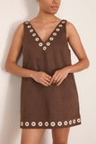 Alemais Tobe Denim Mini Dress in Chocolate