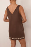 Alemais Tobe Denim Mini Dress in Chocolate