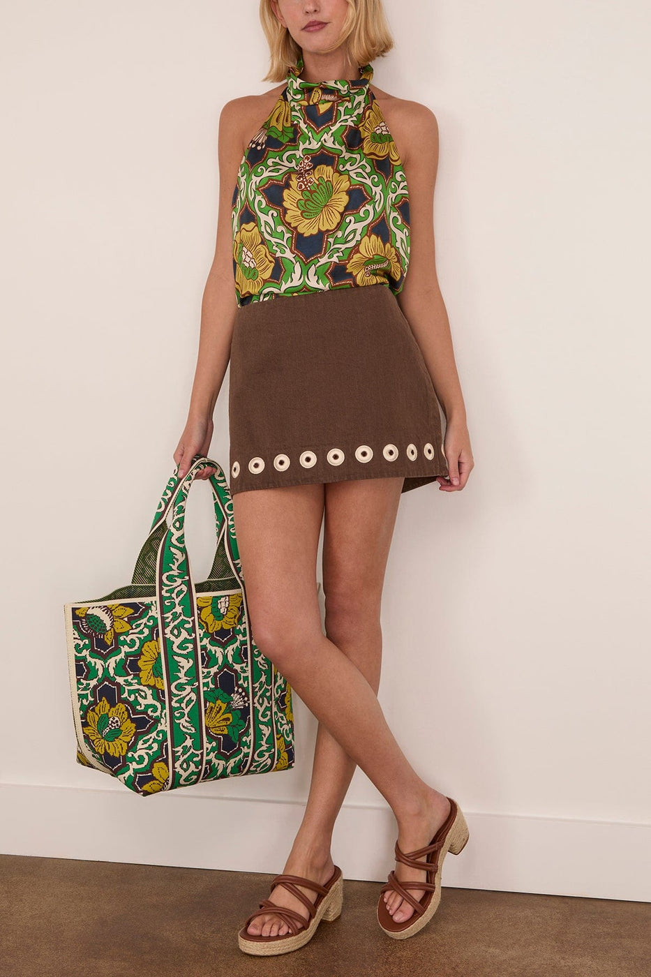 Alemais Tobe Denim Skirt in Chocolate