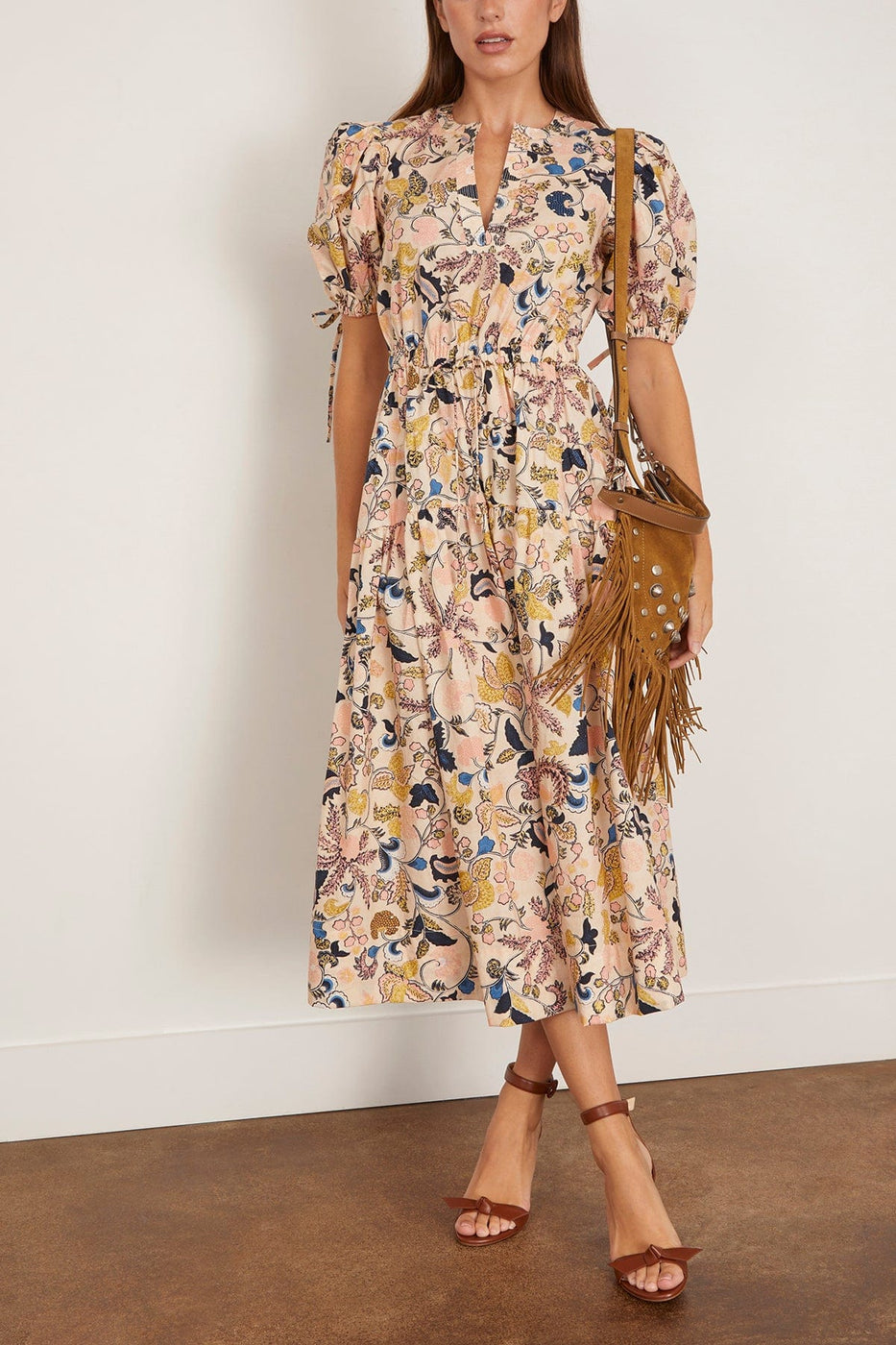 Ulla Johnson Adriana Short Sleeve Midi Dress in Magnolia