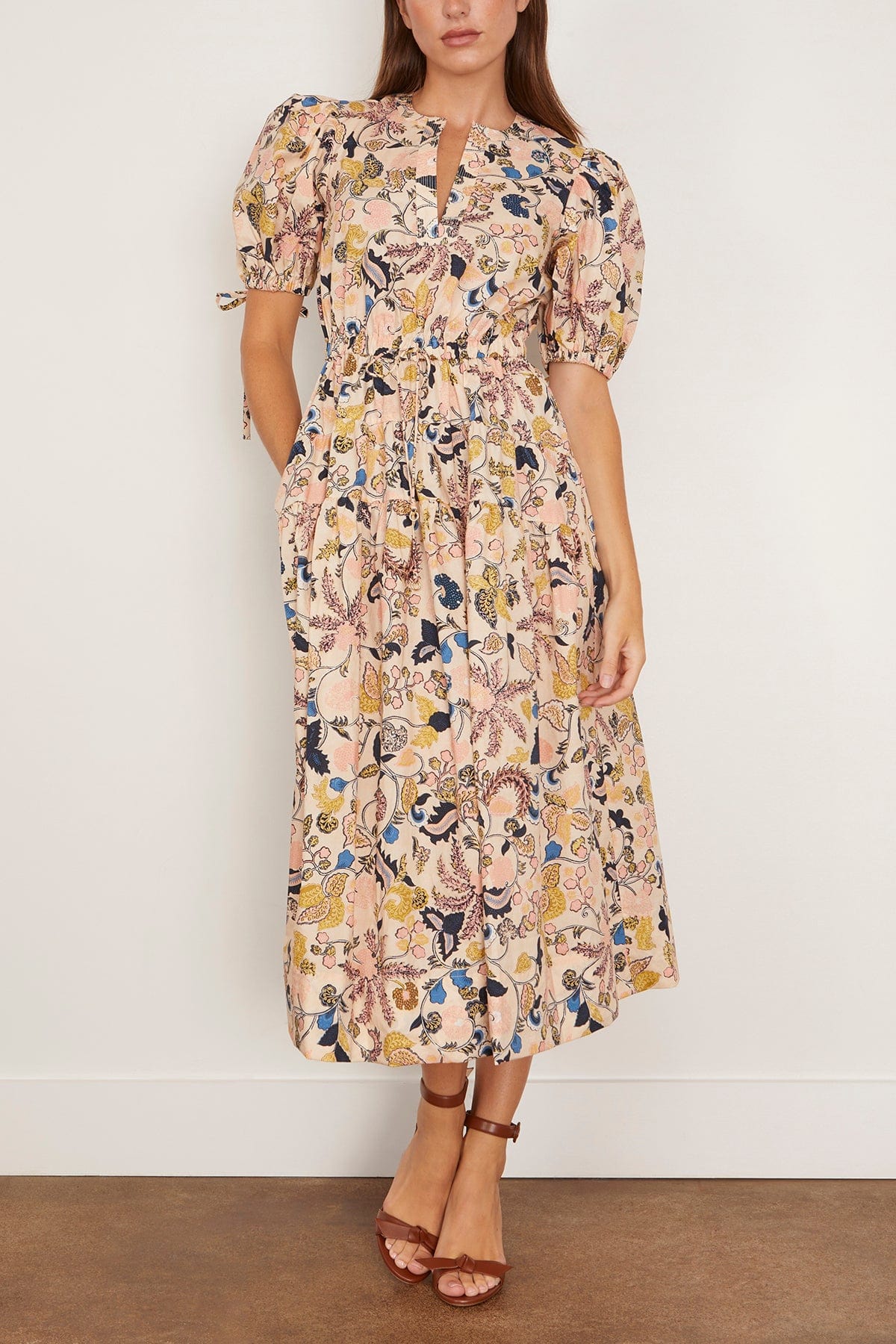 Ulla Johnson Adriana Short Sleeve Midi Dress in Magnolia