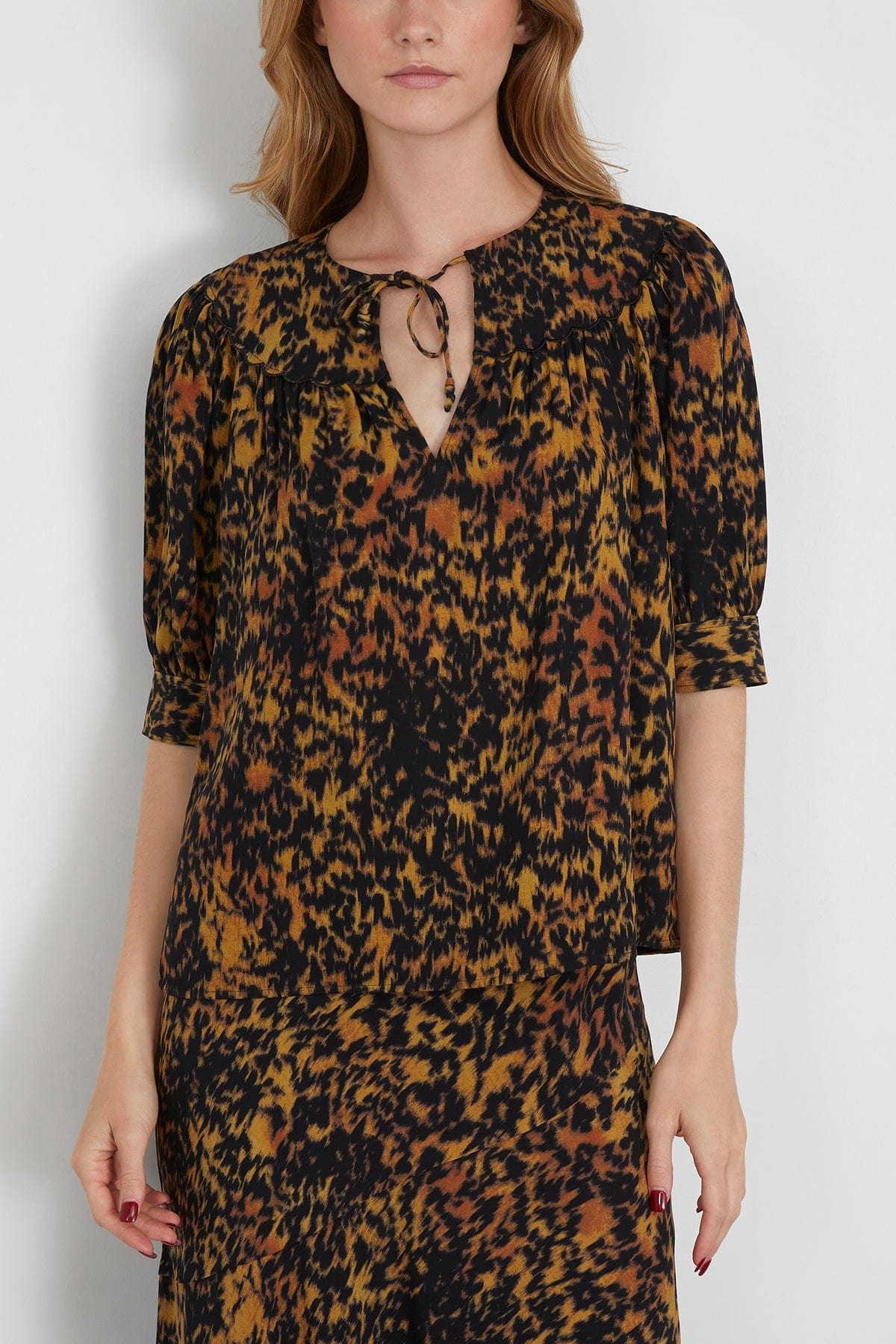 Ulla Johnson Blaire Short Sleeve Blouse in Savannah