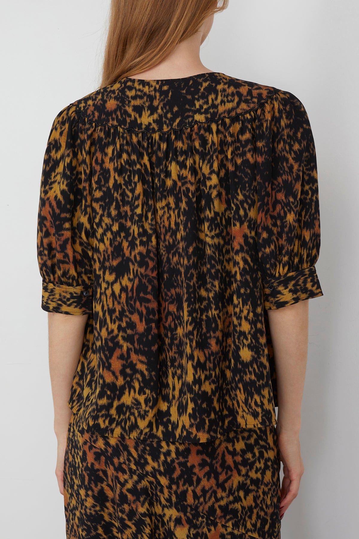Ulla Johnson Blaire Short Sleeve Blouse in Savannah