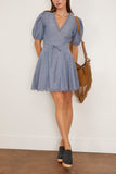 Ulla Johnson Camila Short Sleeve Mini Dress in Chambray