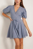 Ulla Johnson Camila Short Sleeve Mini Dress in Chambray