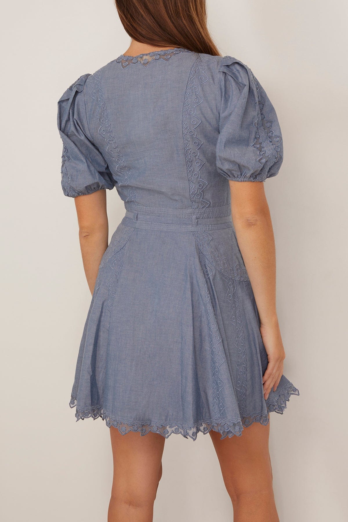 Ulla Johnson Camila Short Sleeve Mini Dress in Chambray