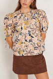 Ulla Johnson Coralie Short Sleeve Blouse in Magnolia