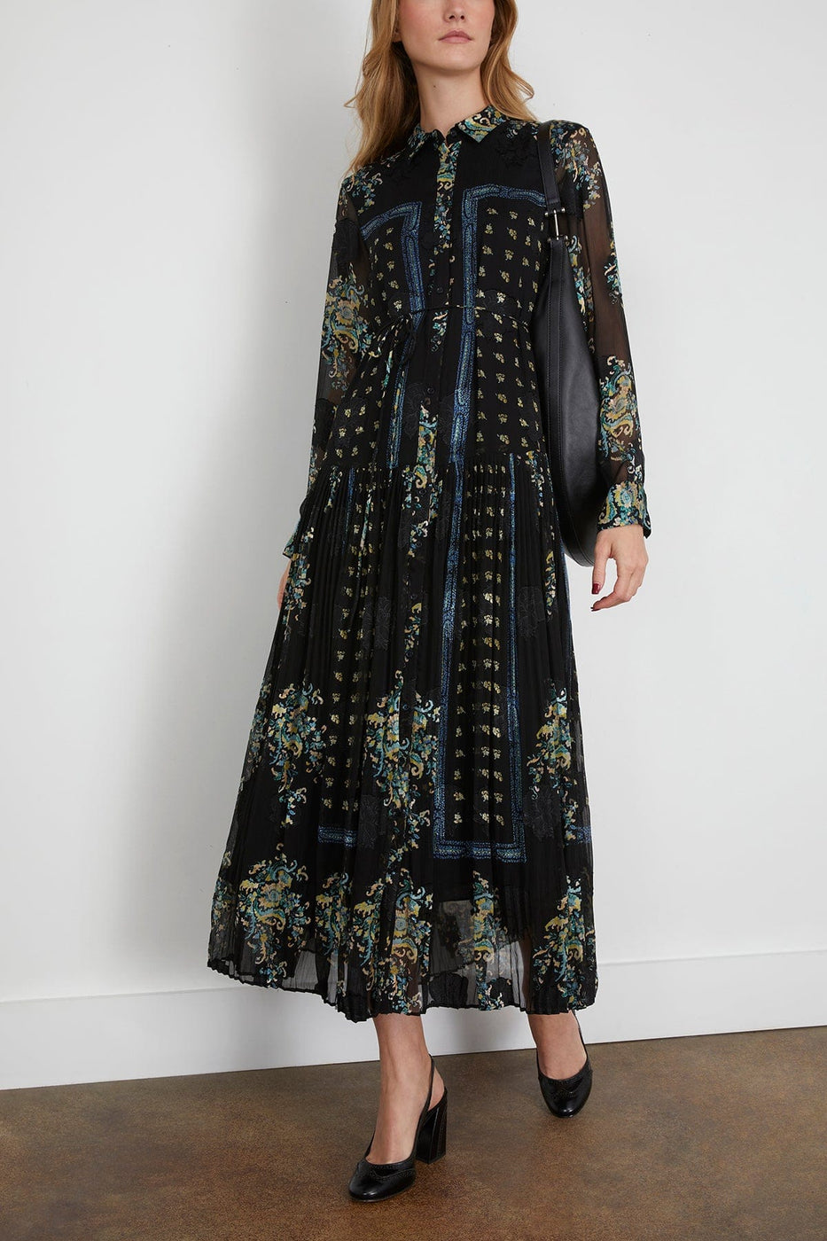 Ulla Johnson Emilie Drop Waist Long Sleeve Shirt Dress in Twilight