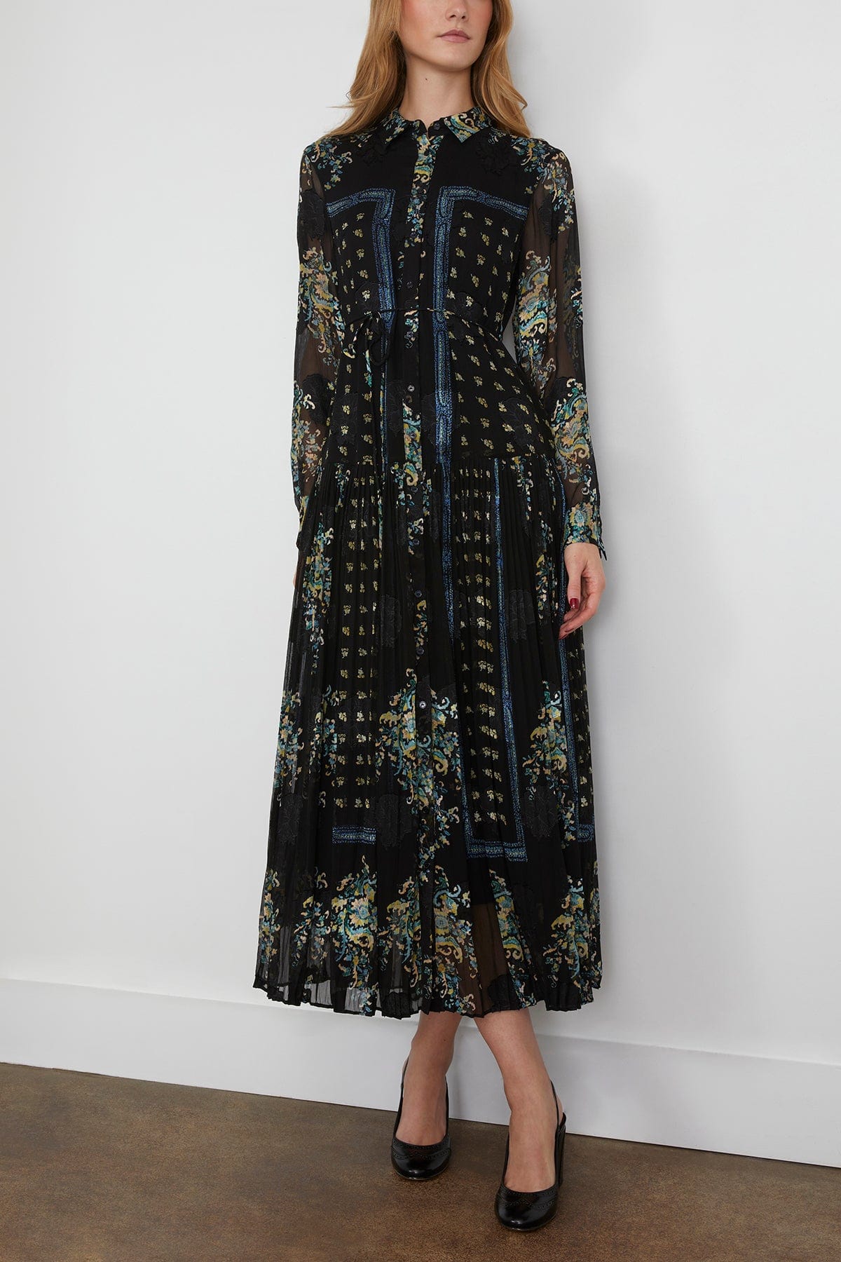 Ulla Johnson Emilie Drop Waist Long Sleeve Shirt Dress in Twilight