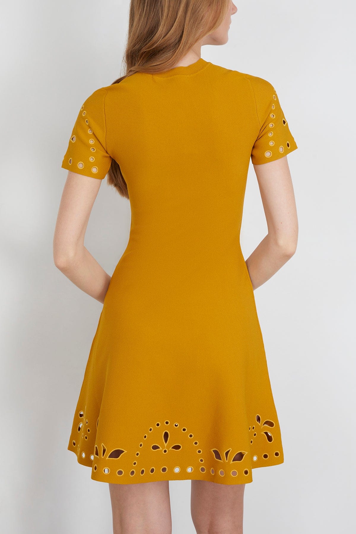 Ulla Johnson Fania Short Sleeve Knit Mini Dress in Goldenrod