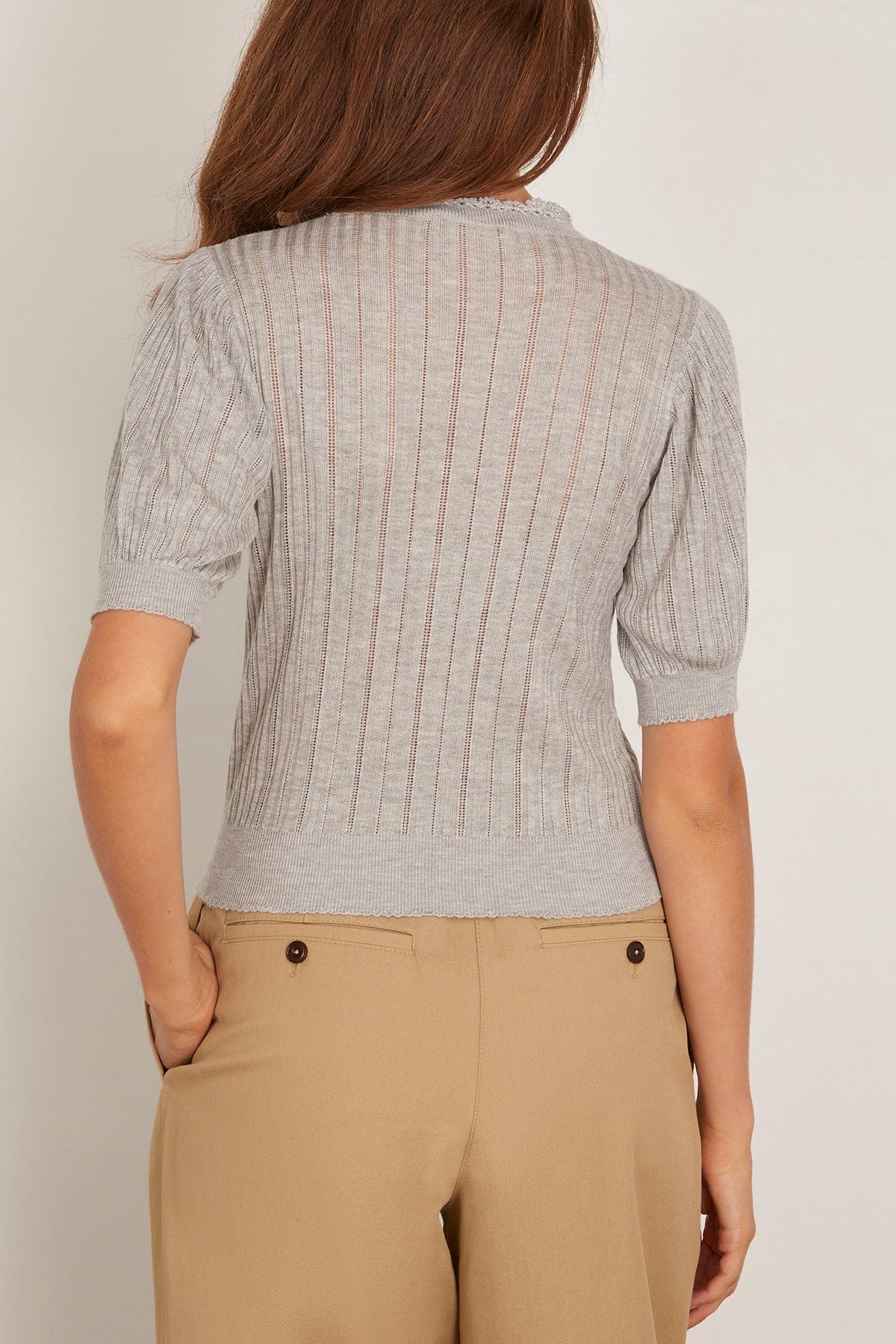 Ulla Johnson Gemma Short Sleeve Knit Top in Slate