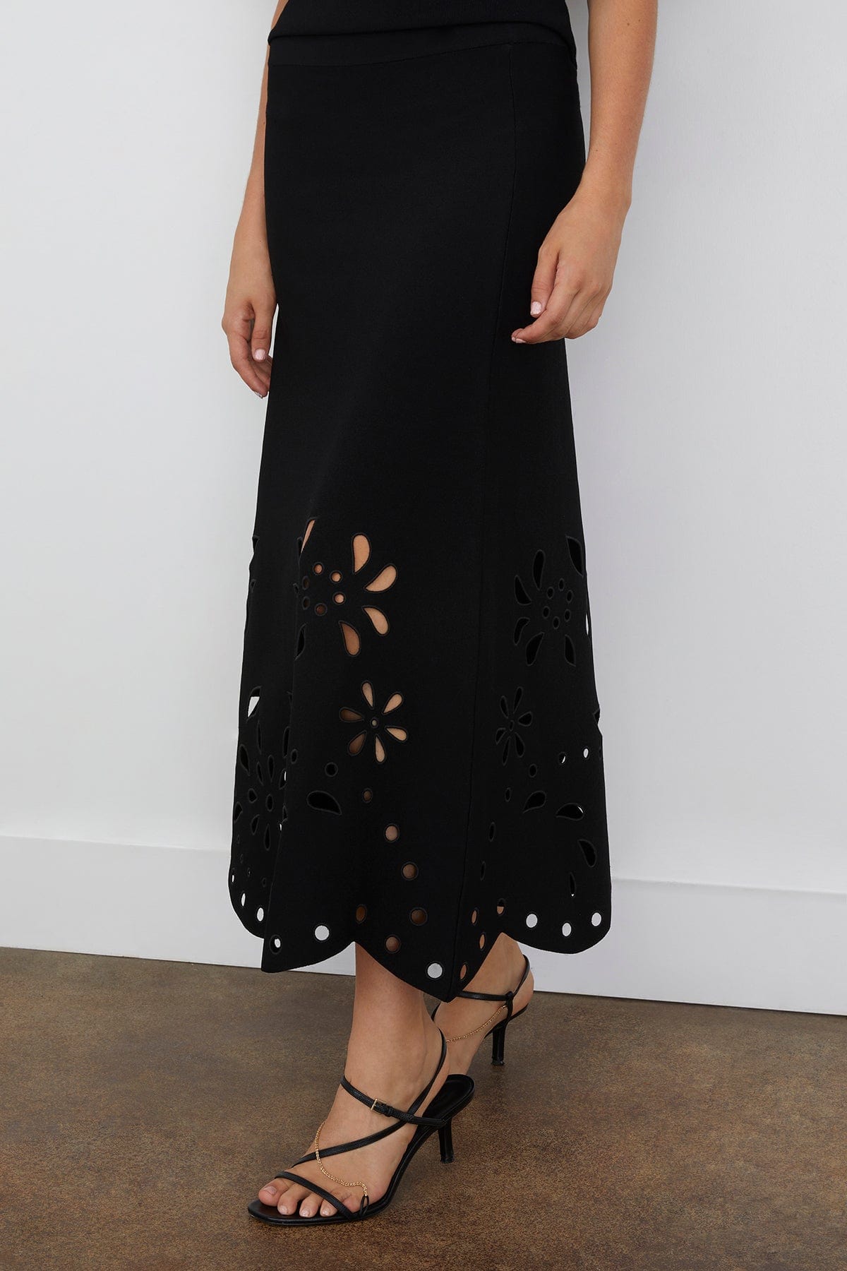 Ulla Johnson Grace Knit Midi Skirt in Noir