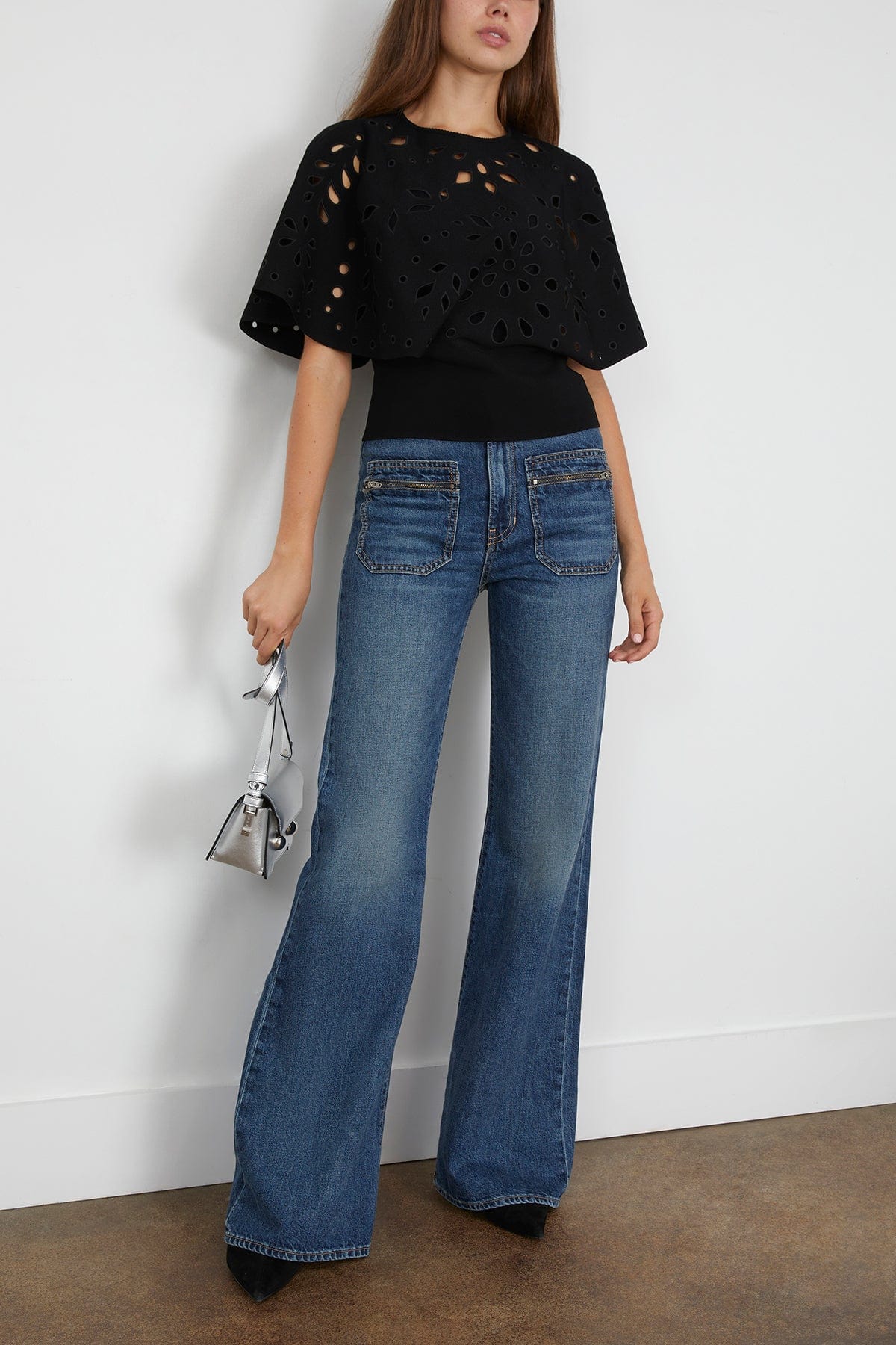 Ulla Johnson Josie Cape Sleeve Knit Top in Noir