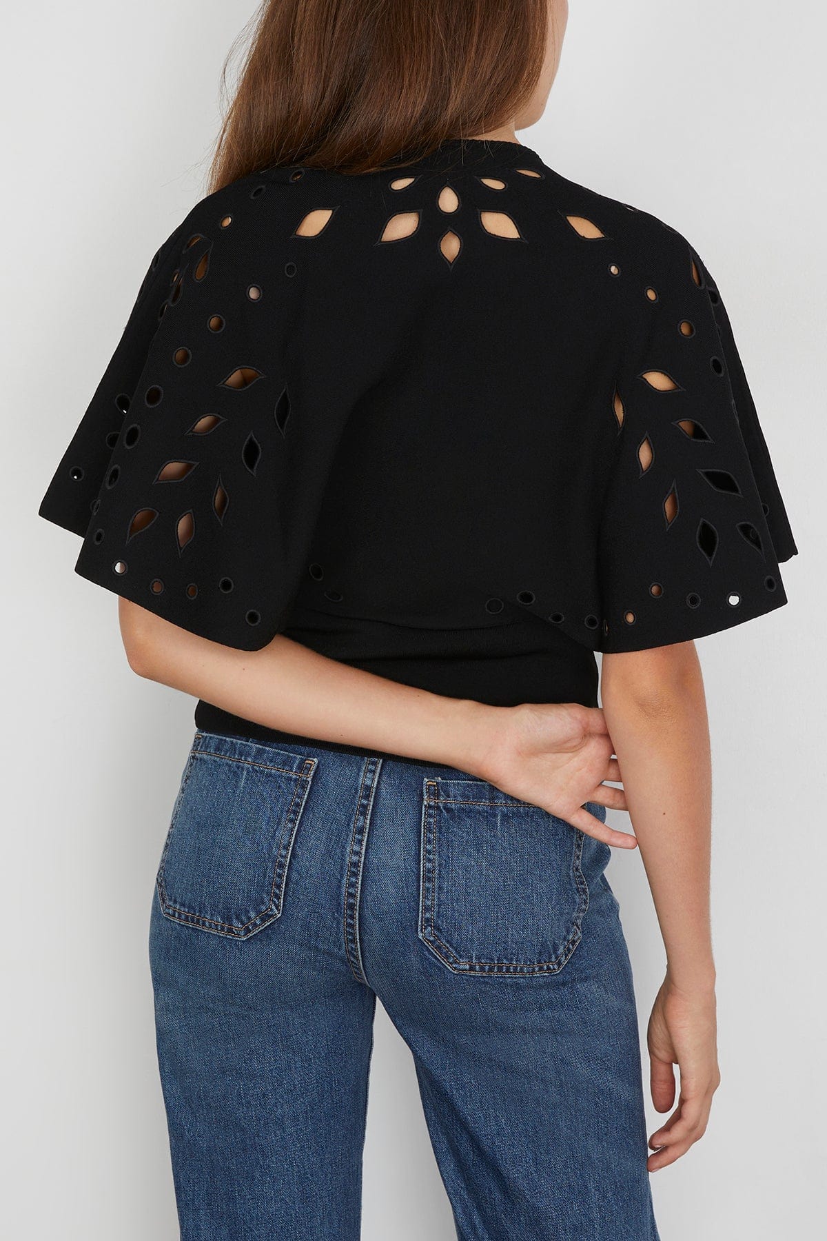 Ulla Johnson Josie Cape Sleeve Knit Top in Noir