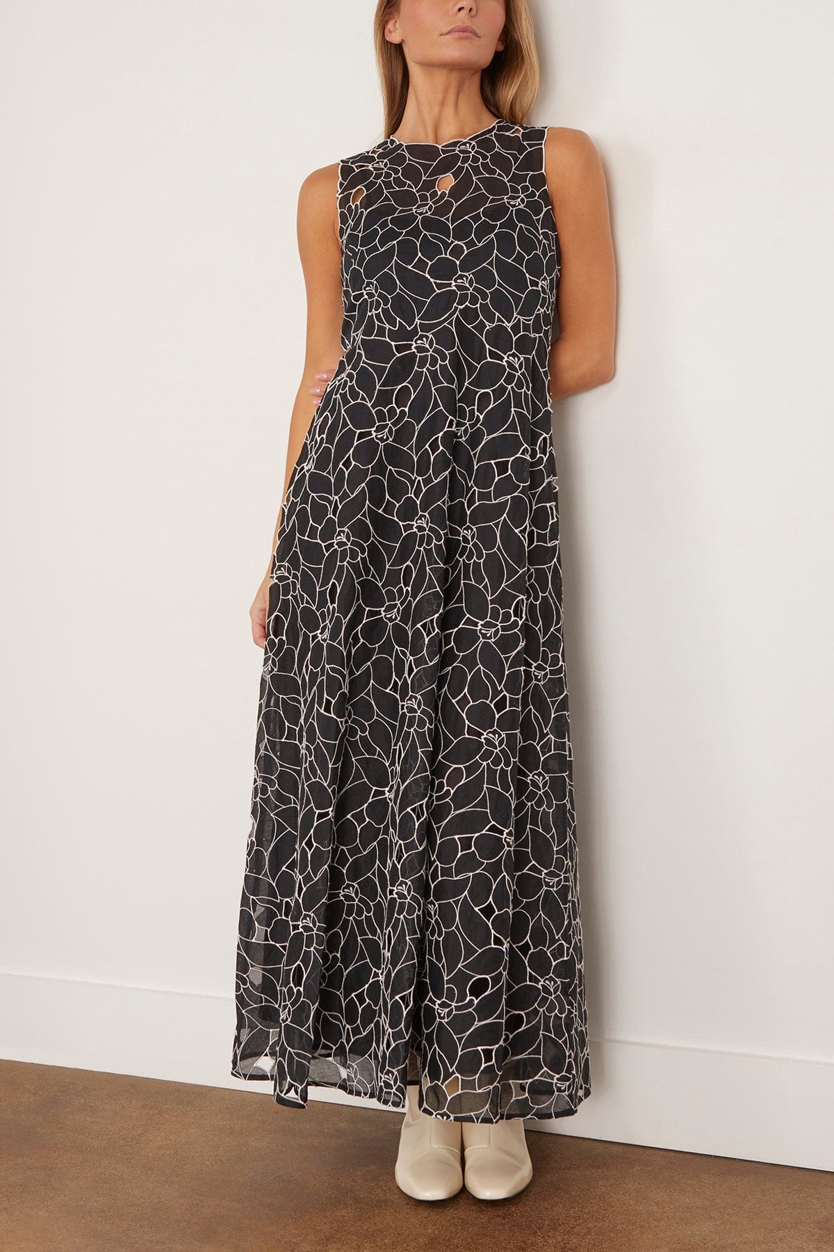Ulla Johnson Kiana Sleeveless Midi Dress in Noir