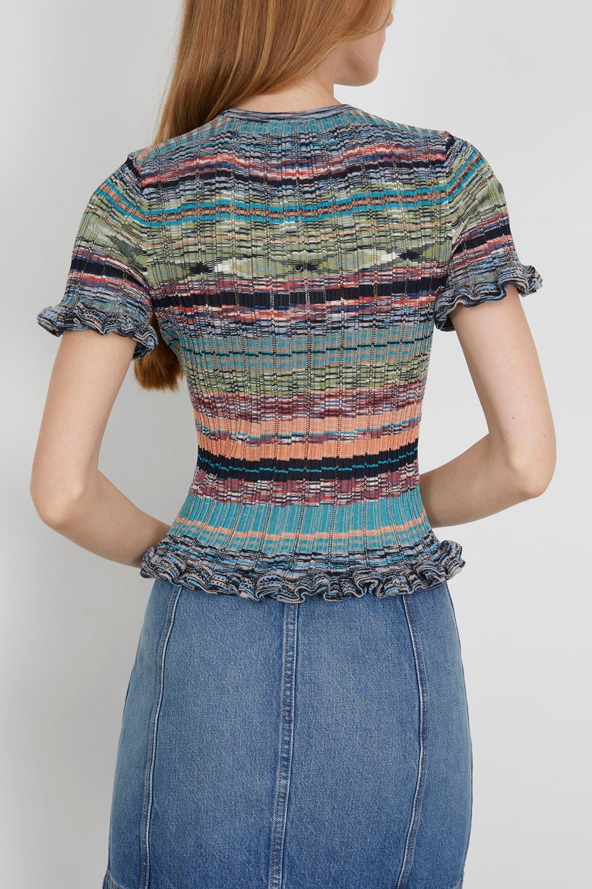 Ulla Johnson Miya Short Sleeve Knit Top in Azurite