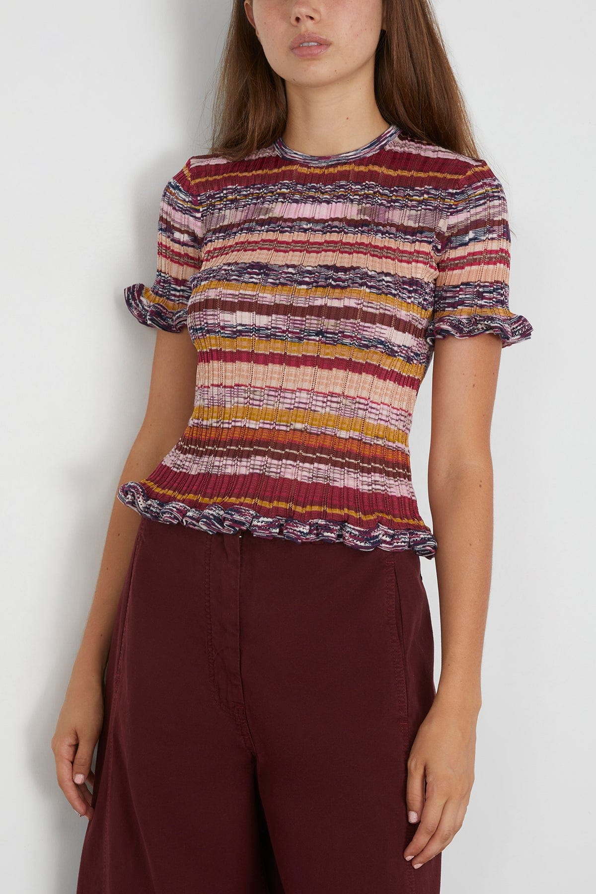 Ulla Johnson Miya Short Sleeve Knit Top in Prism
