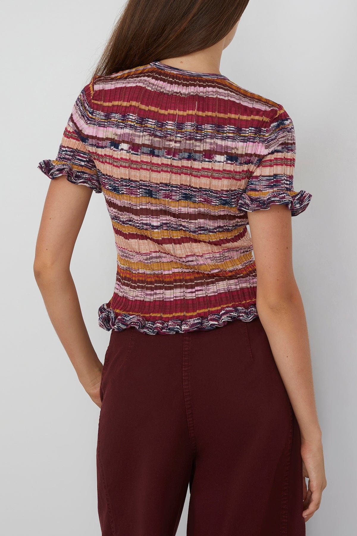 Ulla Johnson Miya Short Sleeve Knit Top in Prism