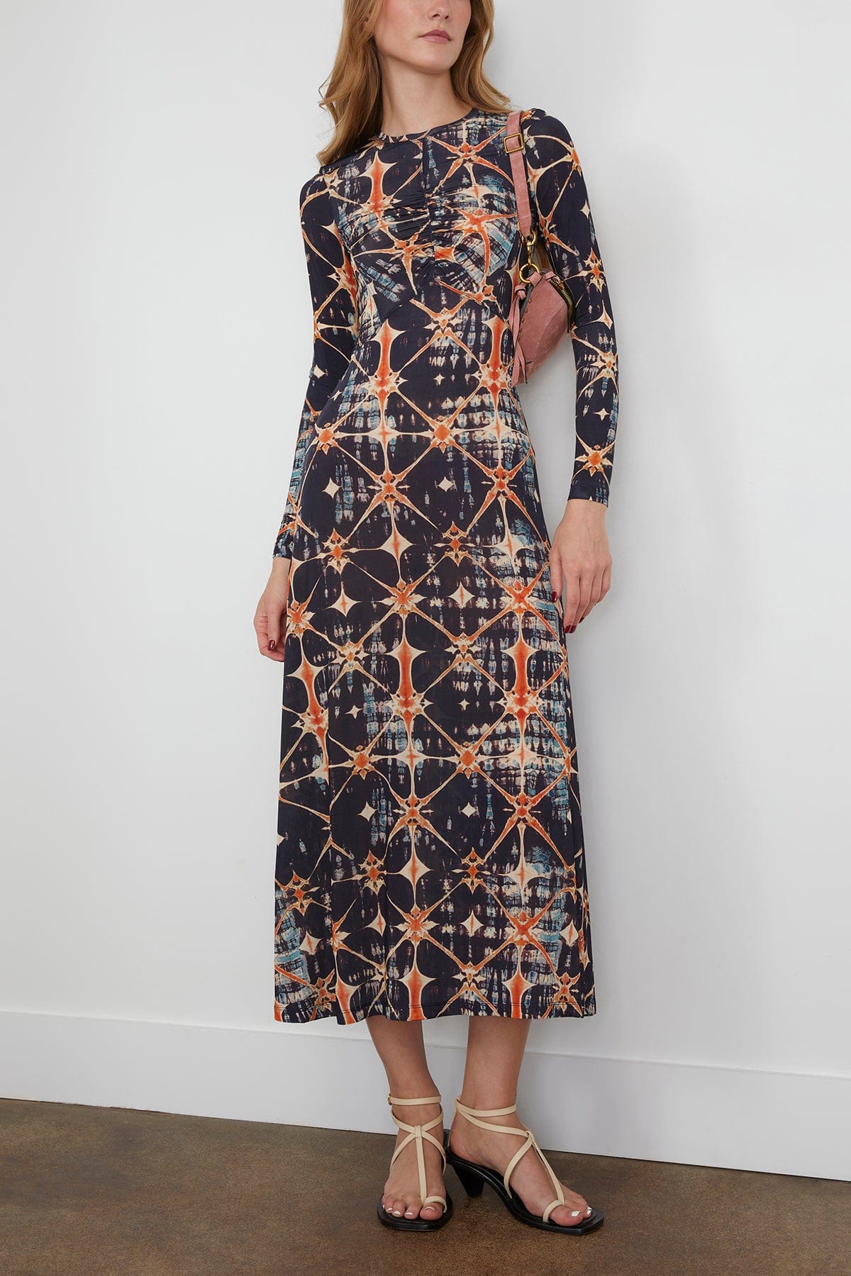 Ulla Johnson Naia Long Sleeve Ruched Midi Dress in Phoenix