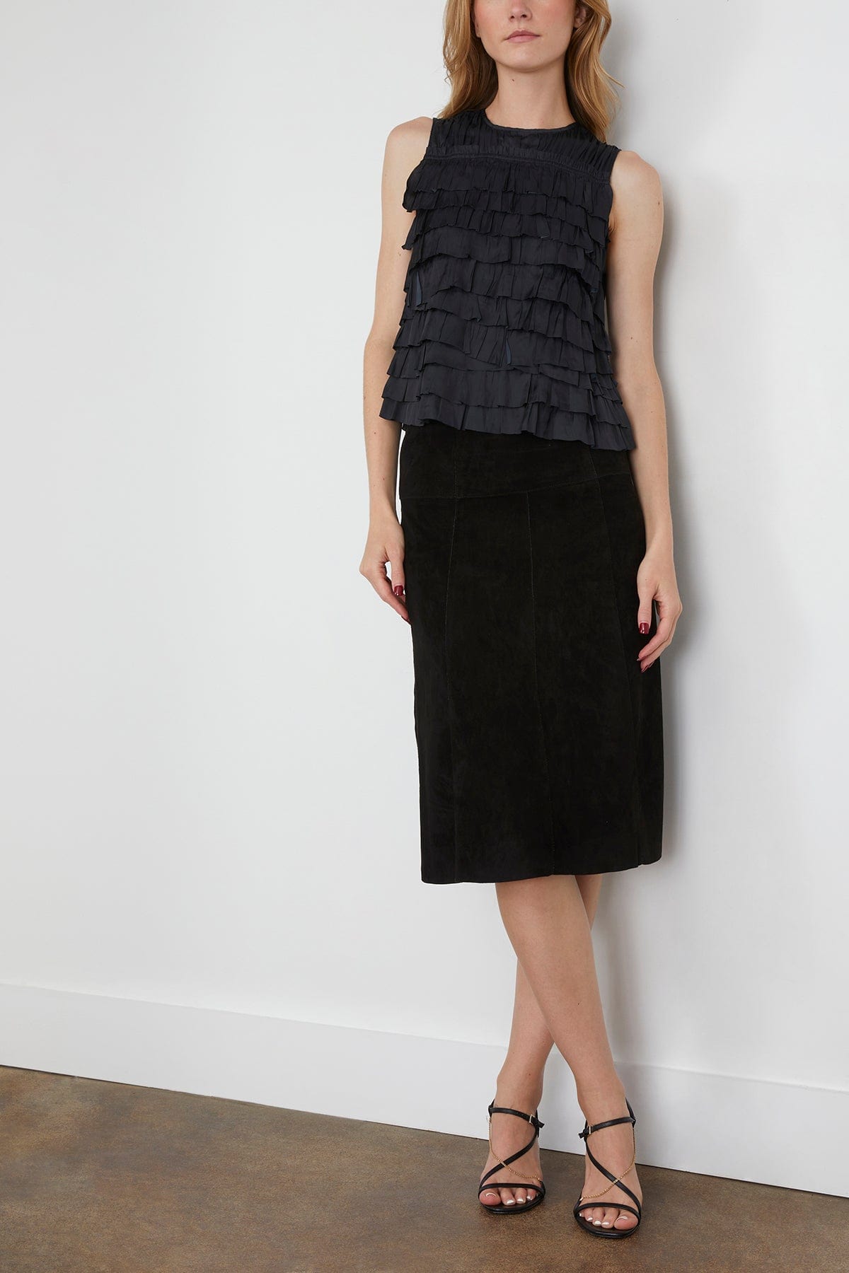 Ulla Johnson Quinn Layered Sleeveless Top in Noir