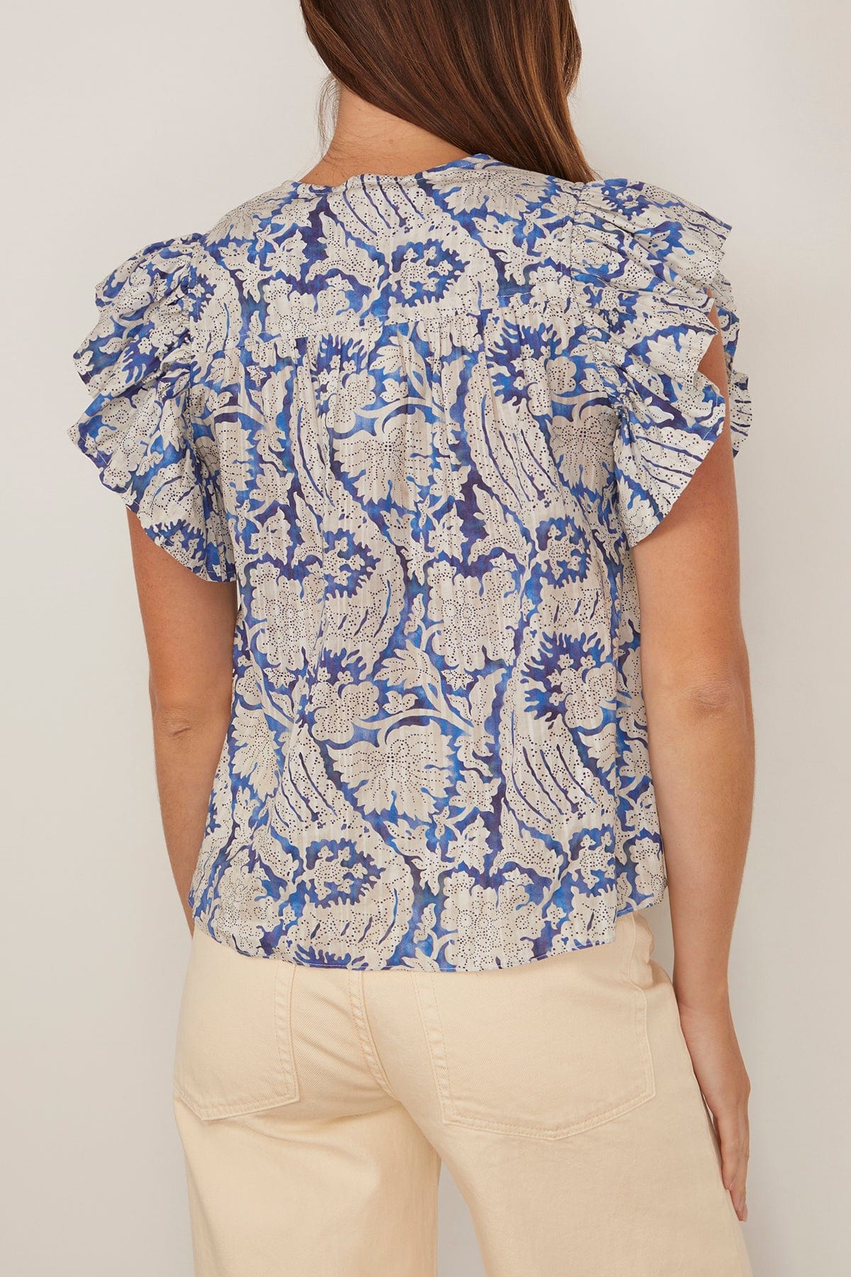 Ulla Johnson Sienna Flutter Sleeve Top in Ciel