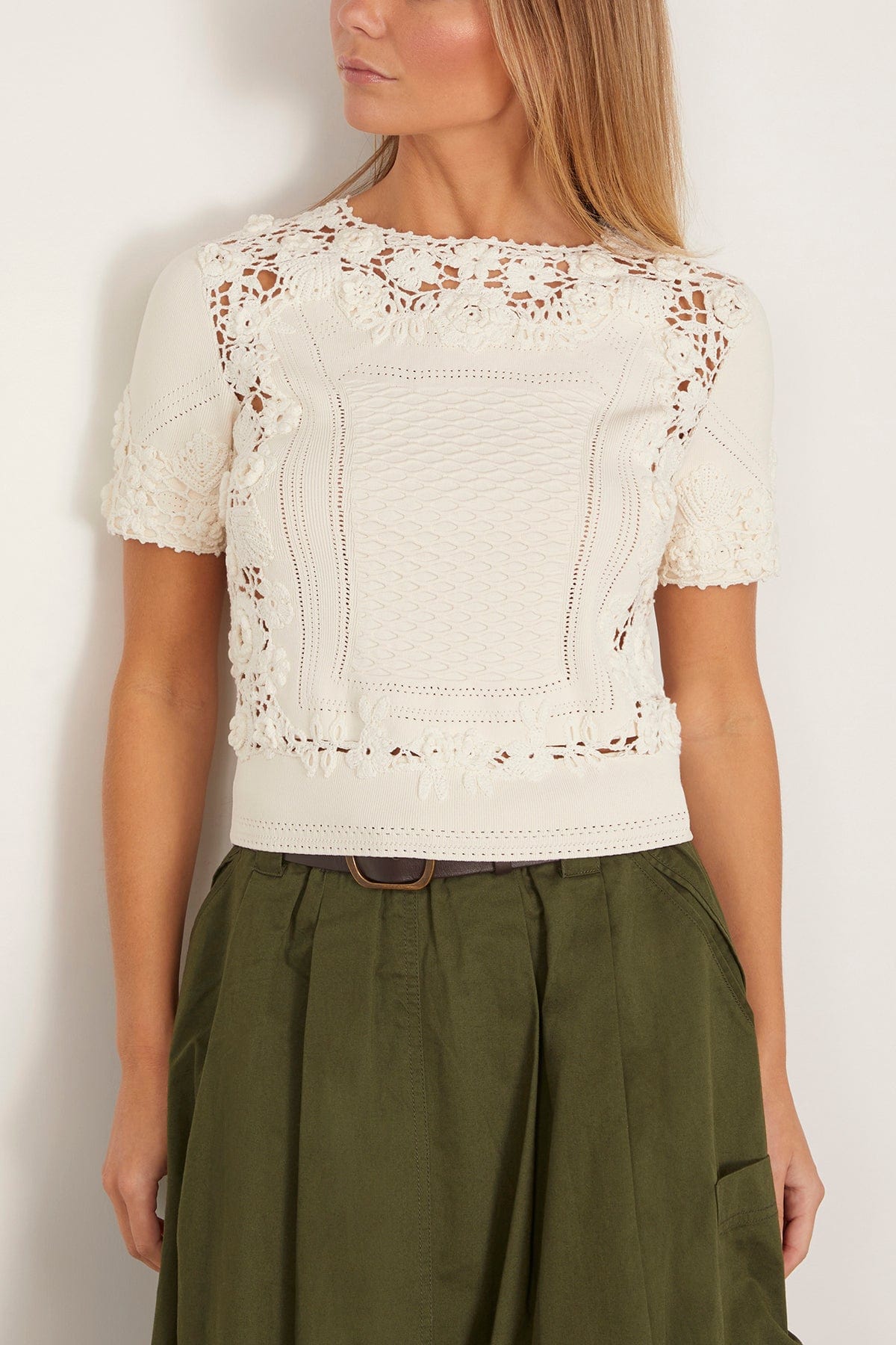 Ulla Johnson Stella Short Sleeve Knit Top in Pristine
